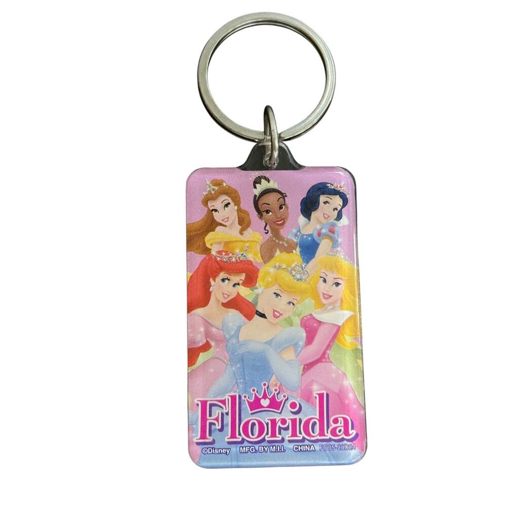 Disney Princess Acrylic Keychain Key‎ Ring 3.75" Pink